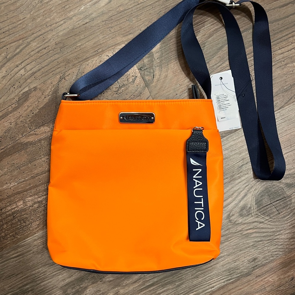 NWT Nautica Bright Orange Messenger Bag